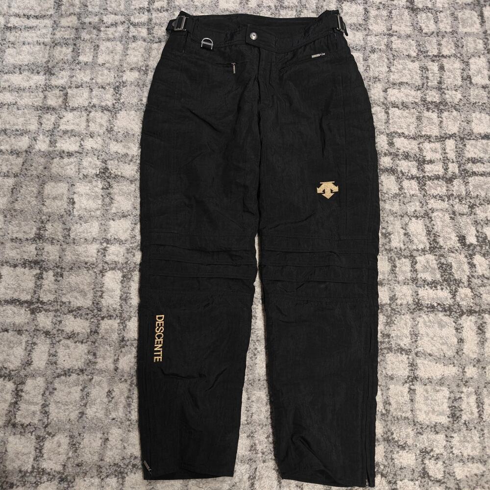 Vintage Descente Waterproof Ski Pants Insulated Mens 32R Black Snowboarding